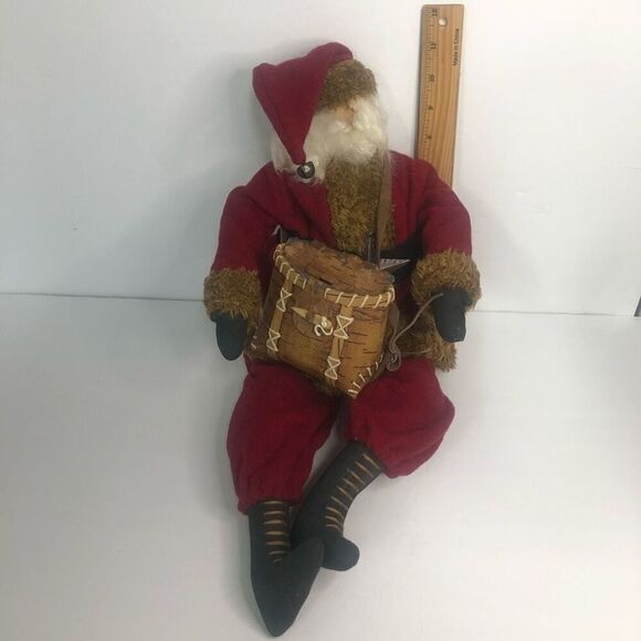 vintage old world santa primitive star bag satchel shelf sitter no face 11 inch - Picture 10 of 11